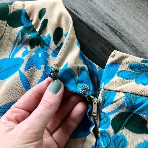 Vintage 1950's-60's Stacey Ames Pleated Neck Sleeveless Floral Sun Dress - Picture 14 of 16